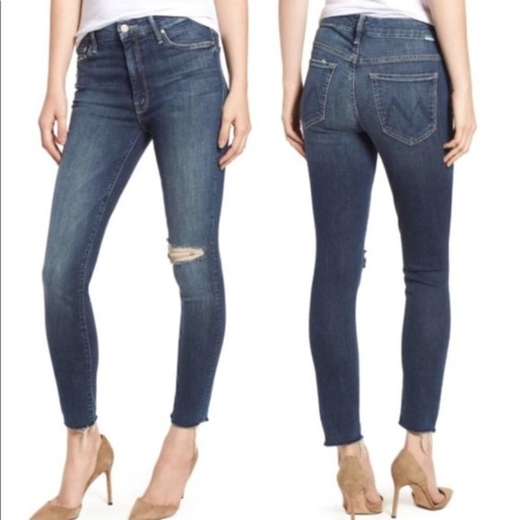 MOTHER High Waisted Looker Ankle Fray Cat Attack - Picture 3 of 8